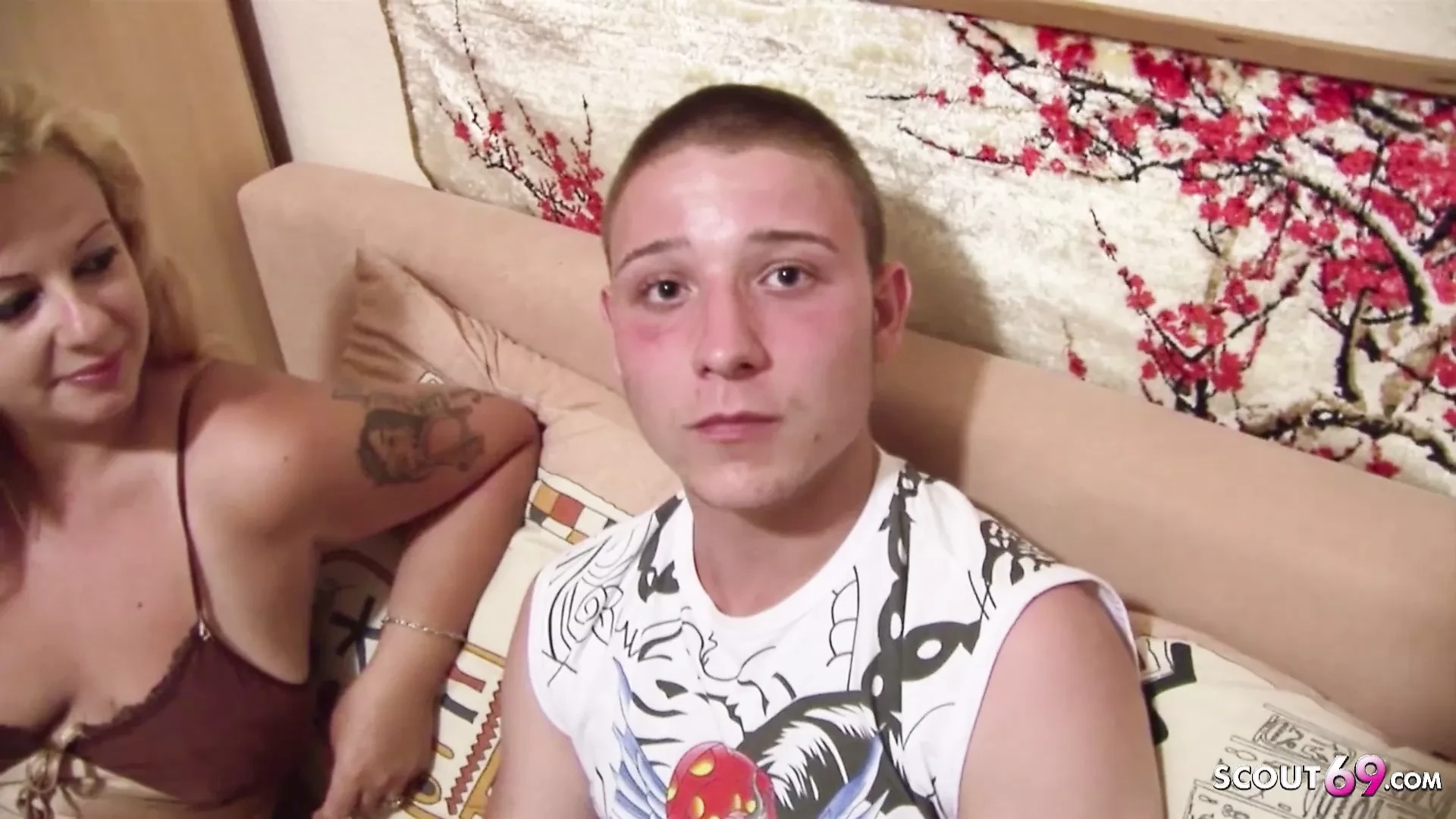 Blonde Pregnant Mature Monika Talk to Fuck Young Boy for Cash